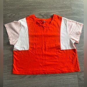 Orange Colorblock Cropped T-shirt Women’s Size Medium